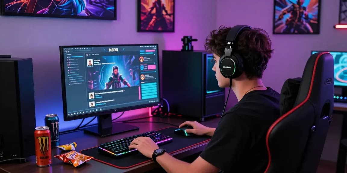 Engaging interaction with nsfw ai in a vibrant gaming setup showcasing immersive chat features and tech accessories.