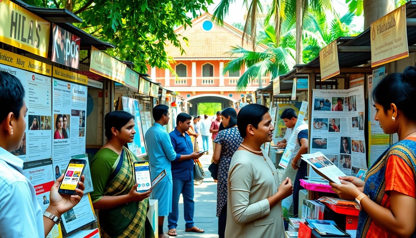 Engaging scene of Hela Ads showcasing local classifieds in Sri Lanka, with vibrant outdoor interactions.