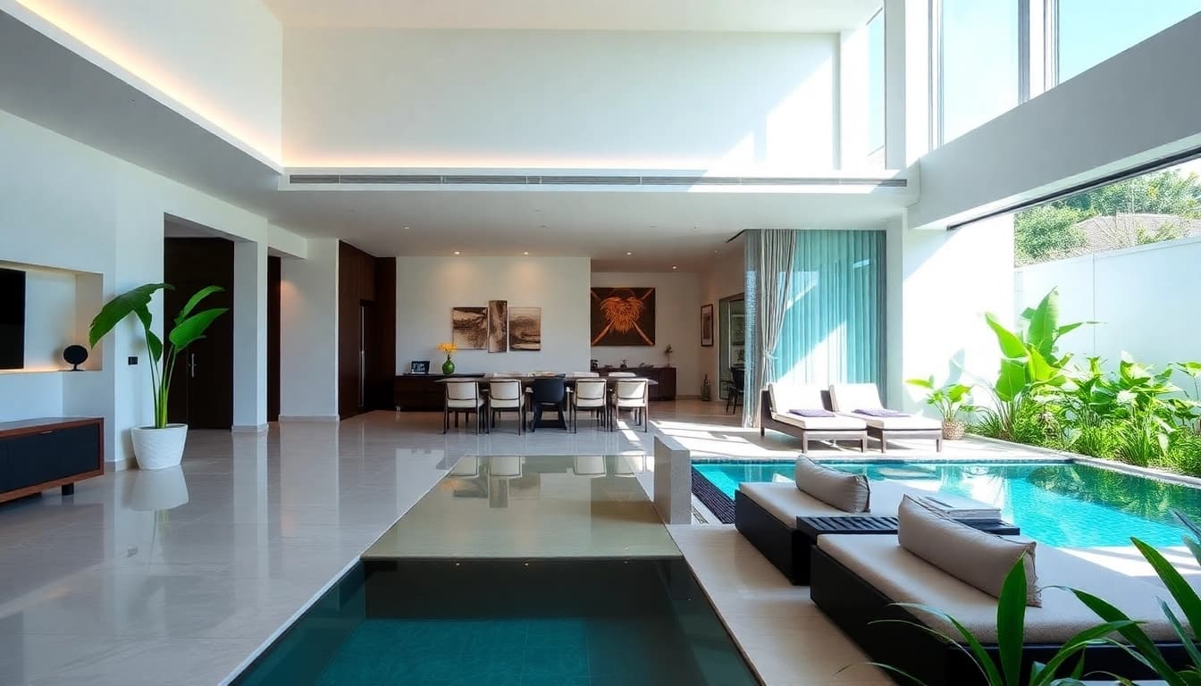 Engage in effective villas property management with stunning Phuket villas showcased in a vibrant setting.