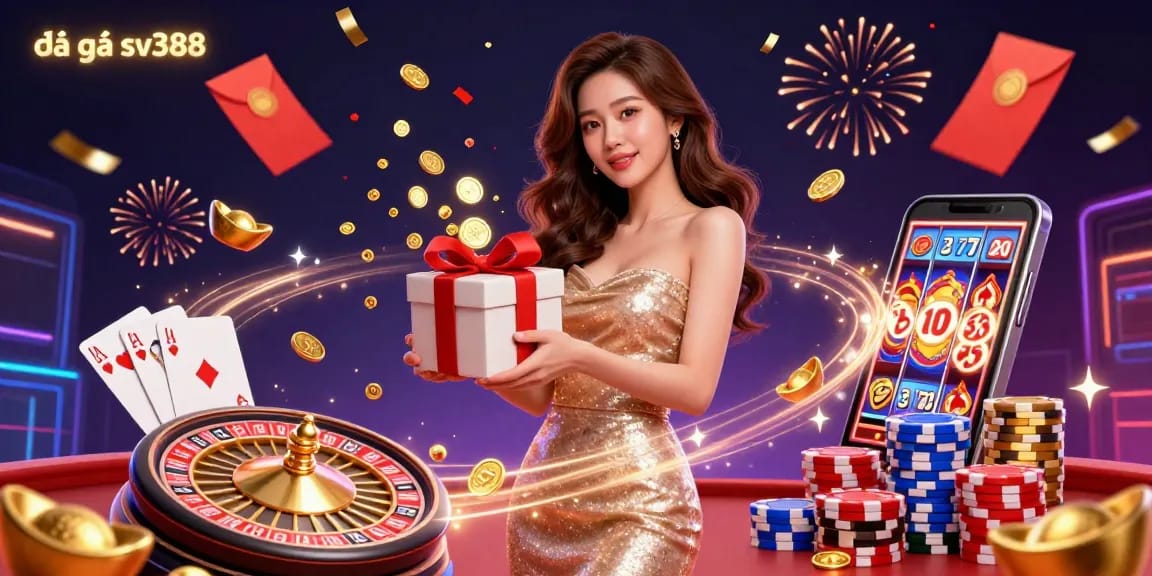 Engage in exciting đá gà sv388 action with a captivating festive casino scene, showcasing dynamic gameplay elements.