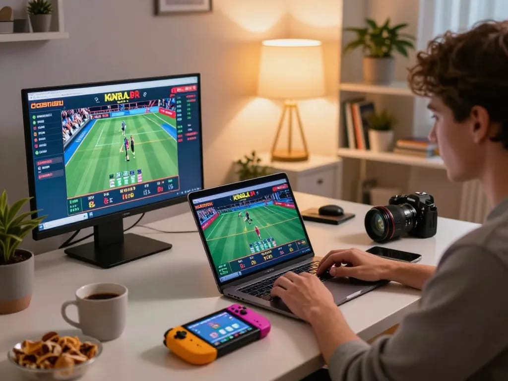 Experience exciting online blackjack gameplay as users engage with 68win on their laptops at home.