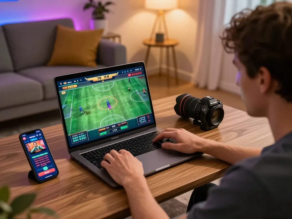 Luck8 player betting online while studying strategies at home.