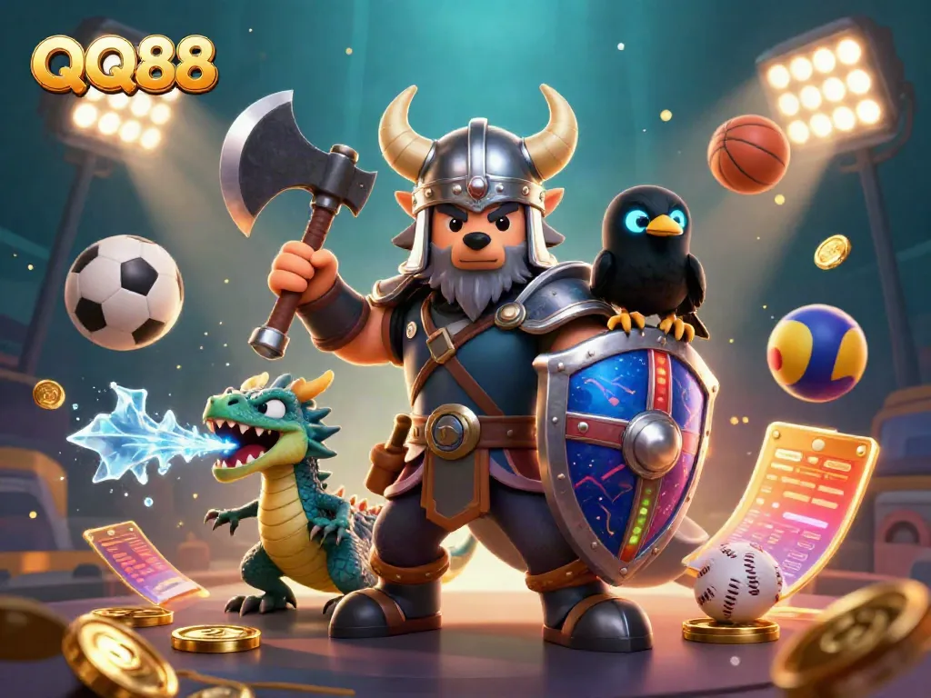 Engage with QQ88's exciting casino experience featuring vibrant gaming elements and dynamic characters!