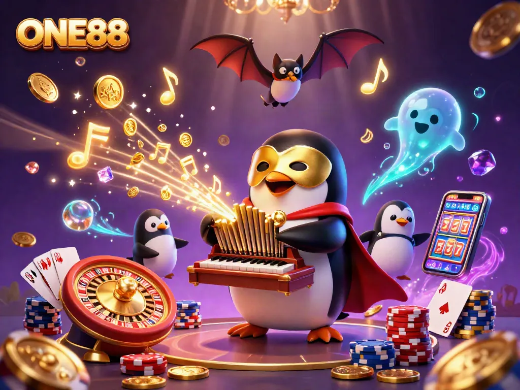 Experience the thrill of winning at ONE88 with a vibrant, dynamic casino illustration.