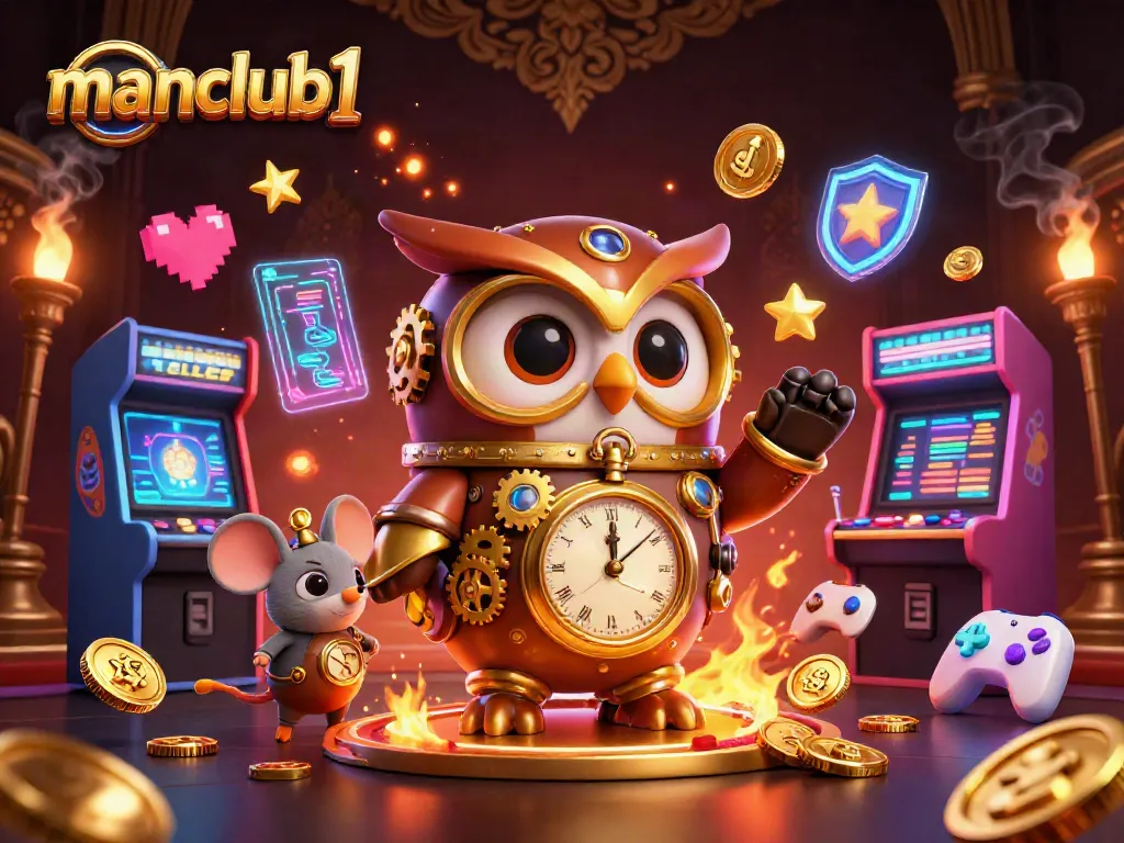 Experience the fun at manclub1 with a lively casino scene featuring engaging arcade games.