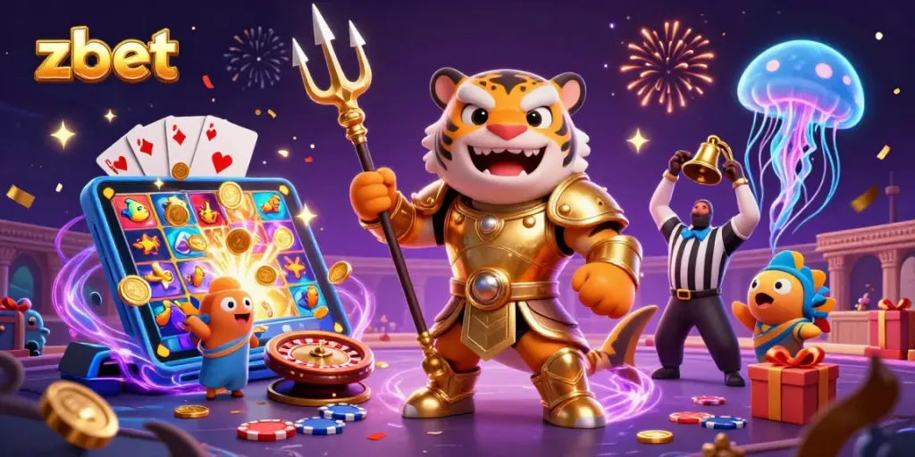 Experience the thrill of zbet with vibrant 3D elements and casino action in a dynamic underwater scene.