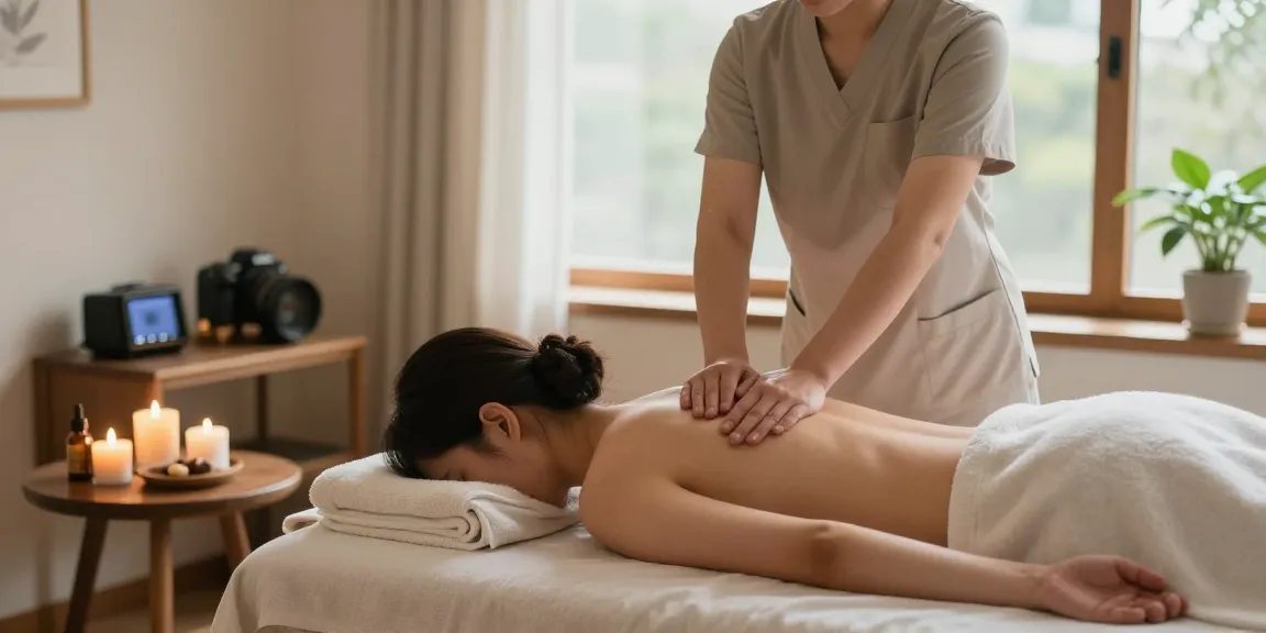 Relaxing 야탑출장마사지 scene with therapist providing soothing care in a cozy setting.