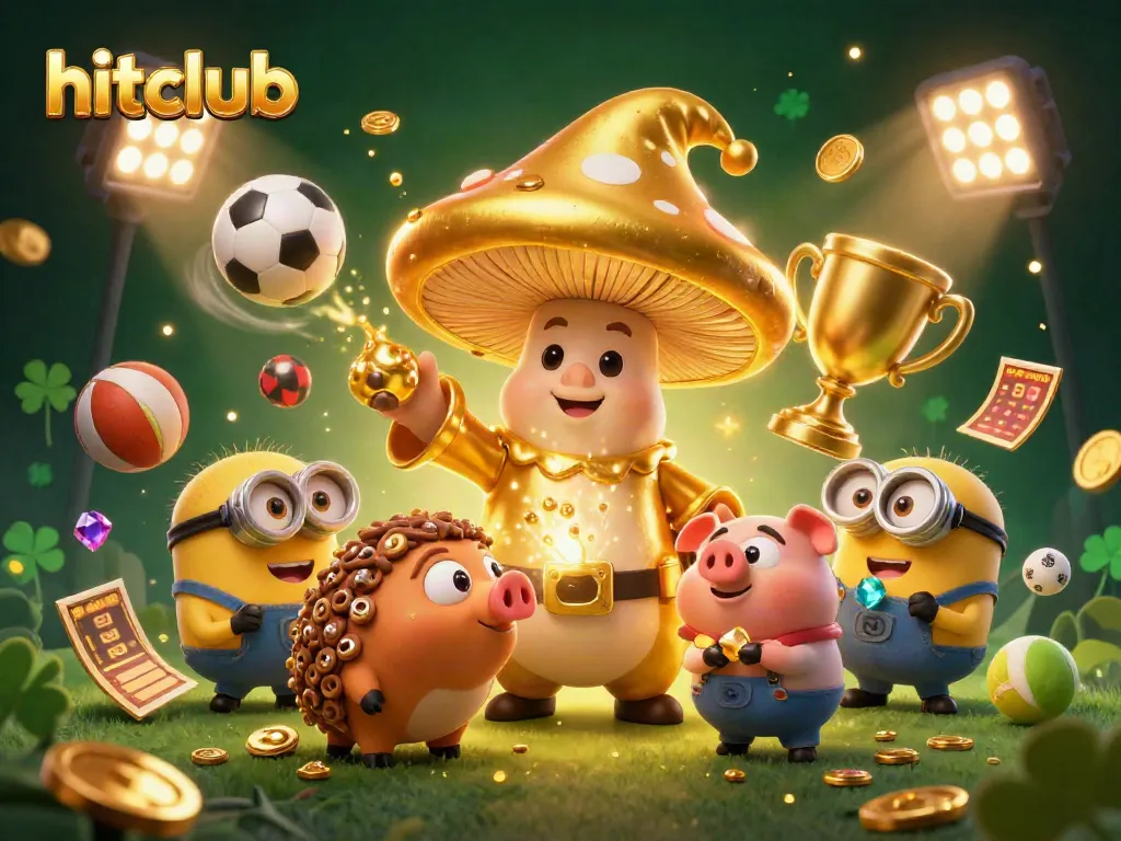 Experience fortune with hitclub's enchanted golden wizard and magical treasure in an exciting 3D casino scene.