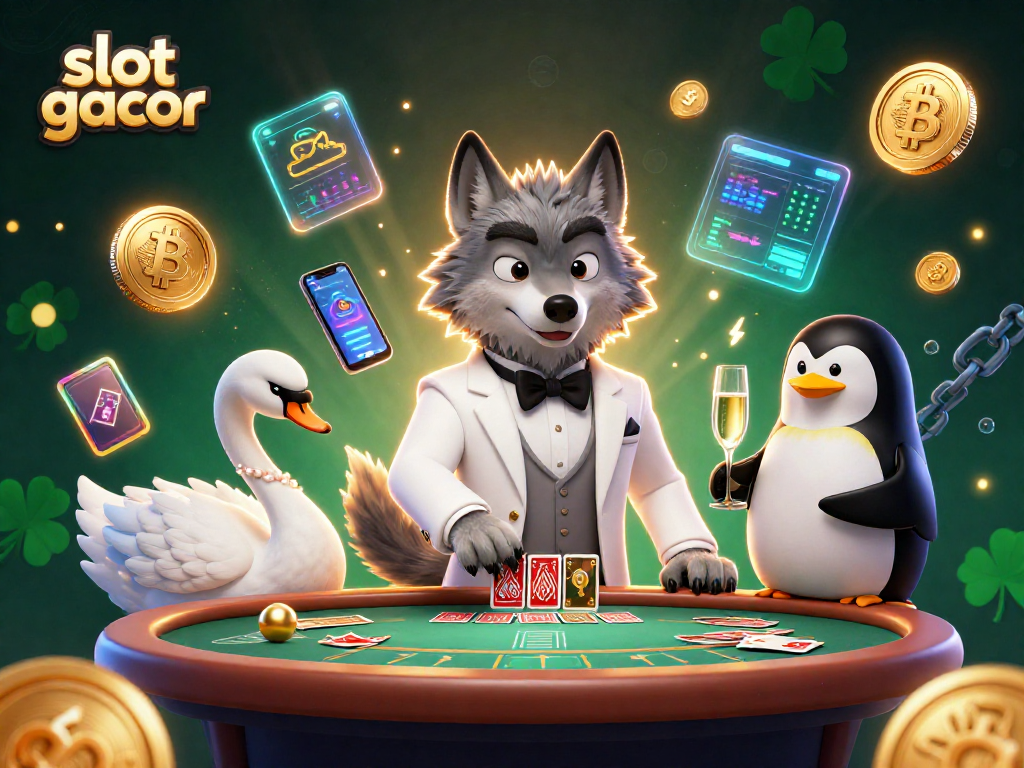 Experience thrilling slot gacor action with charismatic characters in an engaging casino scene.