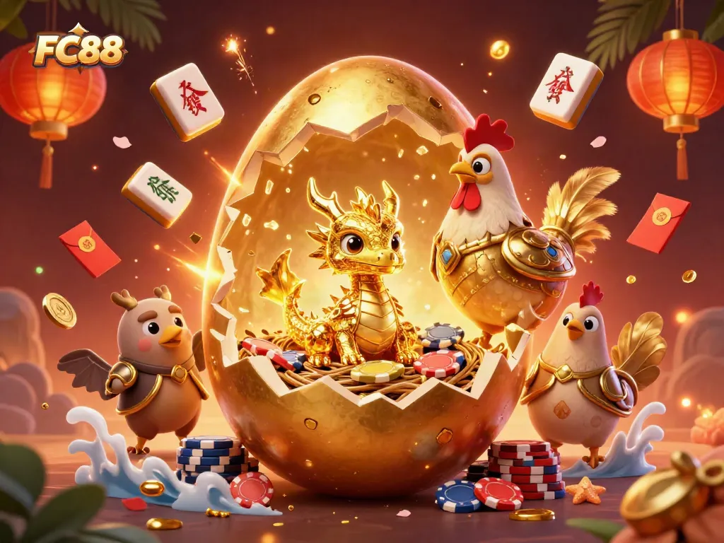 Experience thrilling wins at FC88 while immersing in festive casino games and vibrant golden characters!