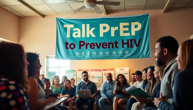 Engaging community members discussing PrEP at a TalkPrep event to prevent HIV.