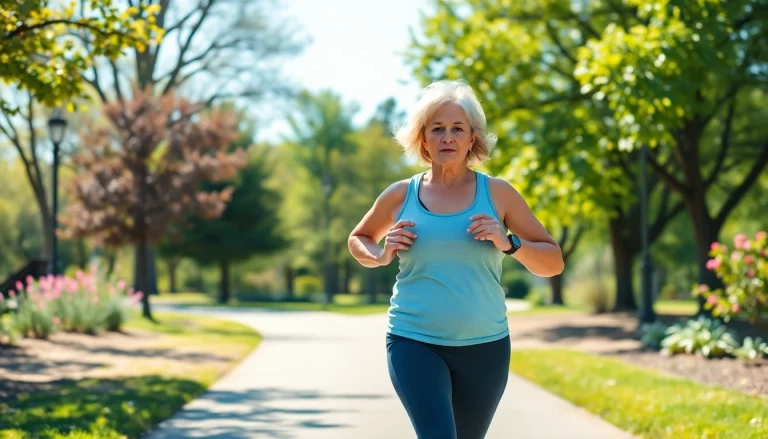 Woman jogging in a sunny park representing Weight Loss transformation.