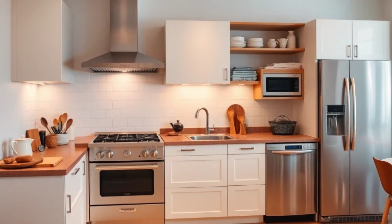 Showcasing бяла техника appliances including dishwashers and ovens, emphasizing modern and retro designs in a vibrant kitchen.