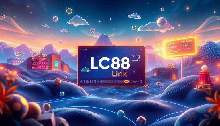 Dynamic portrayal of LC88 Link digital interface showcasing online gambling services
