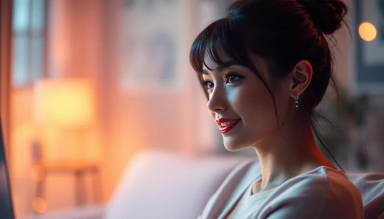 AI sex chat interface showing interactive conversation with a digital female avatar