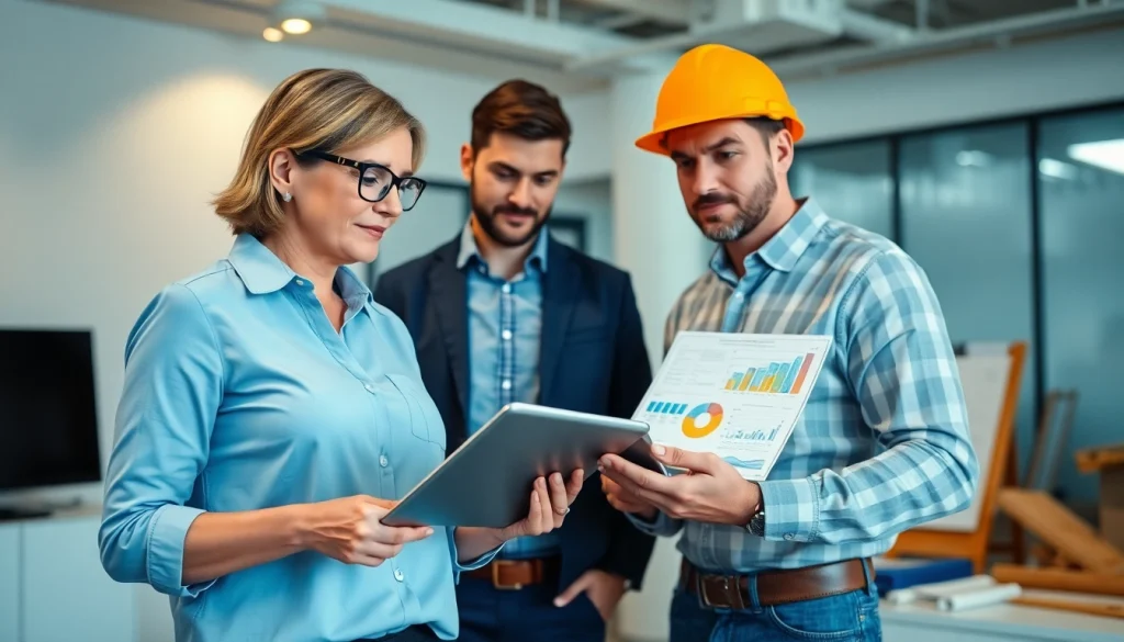 Księgowy wspiera klienta z branży budowlanej w dokumentach finansowych.