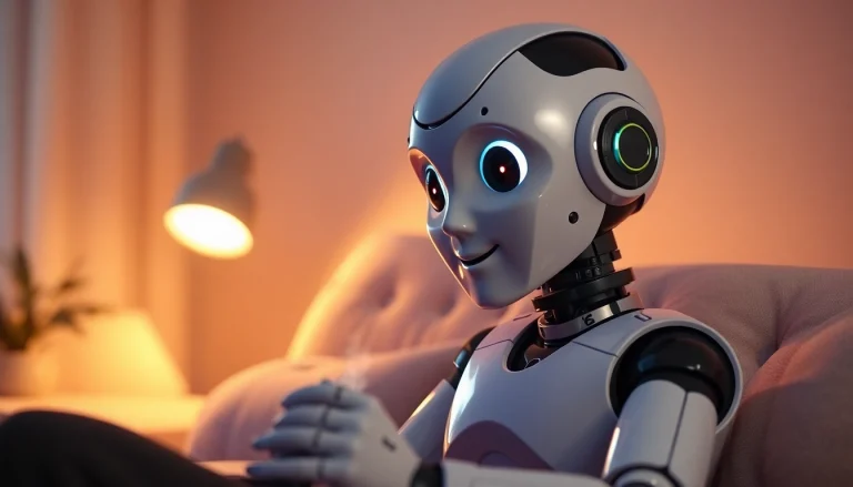 Engaging AI sex chat with a friendly digital character in a cozy setting.