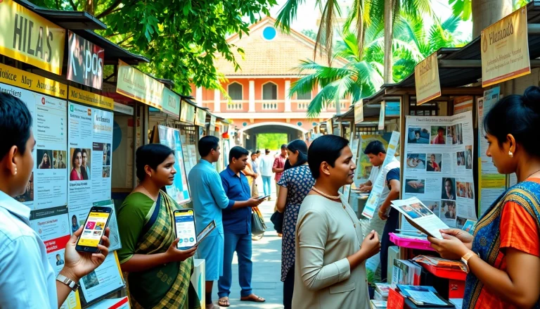 Engaging scene of Hela Ads showcasing local classifieds in Sri Lanka, with vibrant outdoor interactions.