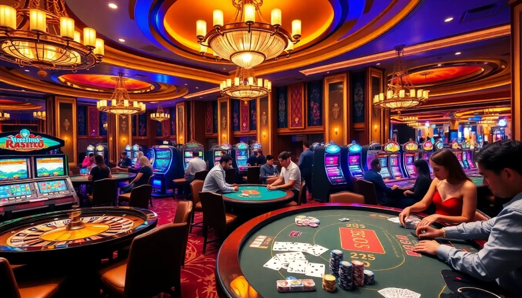 Engage with the thrilling atmosphere at MM88.in.net, showcasing players at the roulette and poker tables.