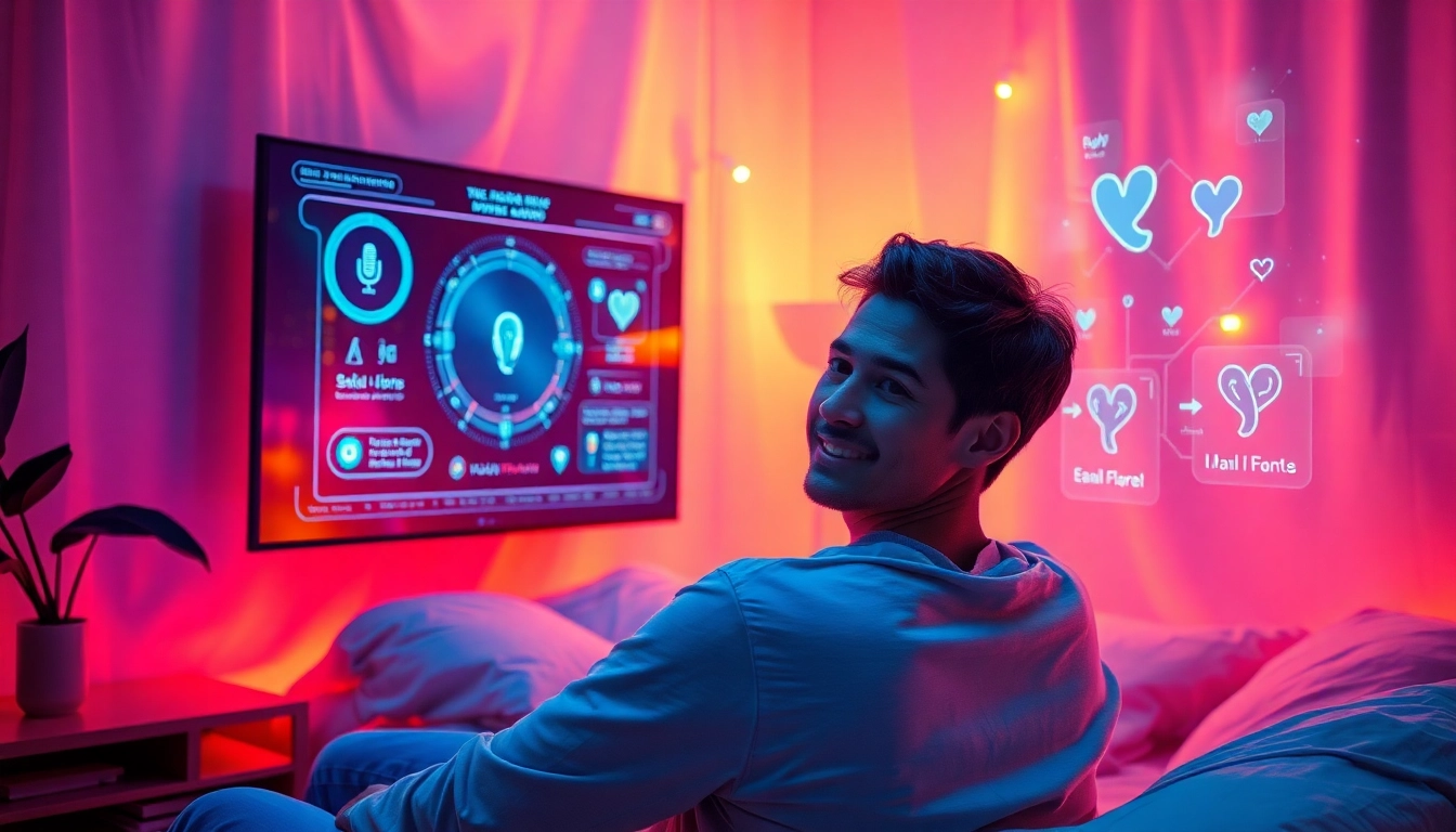 An engaging representation of sex AI technology in a cozy room, showcasing modern interactions with advanced intimacy interfaces.