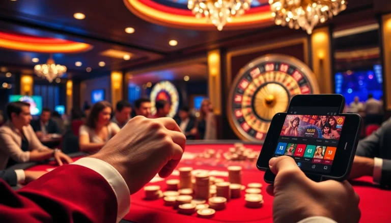 Experience the thrill of gambling with red88 tv in a luxurious casino setting featuring intense gameplay.