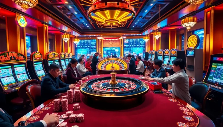 Engage in high-stakes poker at https://68win2025.online/ with colorful chips and a luxurious casino backdrop.