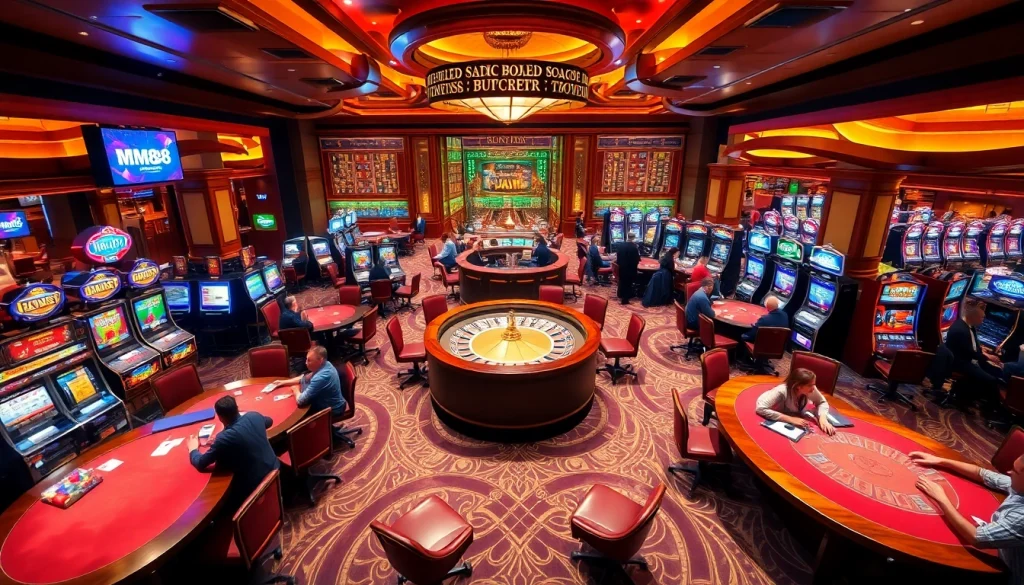 Experience thrilling games at MM88 with vibrant casino tables and lively atmosphere.