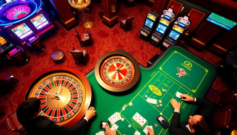 Experience thrilling gameplay at https://tx88.us.org/ with vibrant casino scenes, roulette wheels, and excited players.