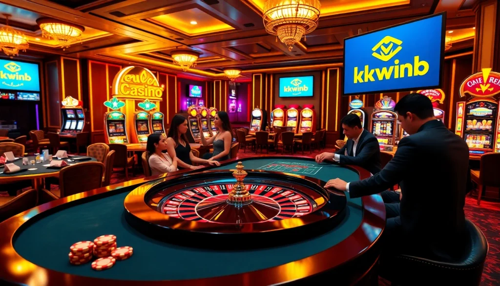 Experience the excitement of betting at https://kkwinb.com/ with vibrant casino tables and professional gamblers.