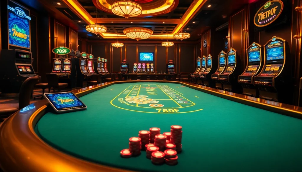 Engaging players experiencing the 789f nhà cái gaming environment with casino elements.