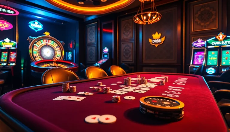Experience the luxury of gambling at DR88 with vibrant casino games and elegant decor.