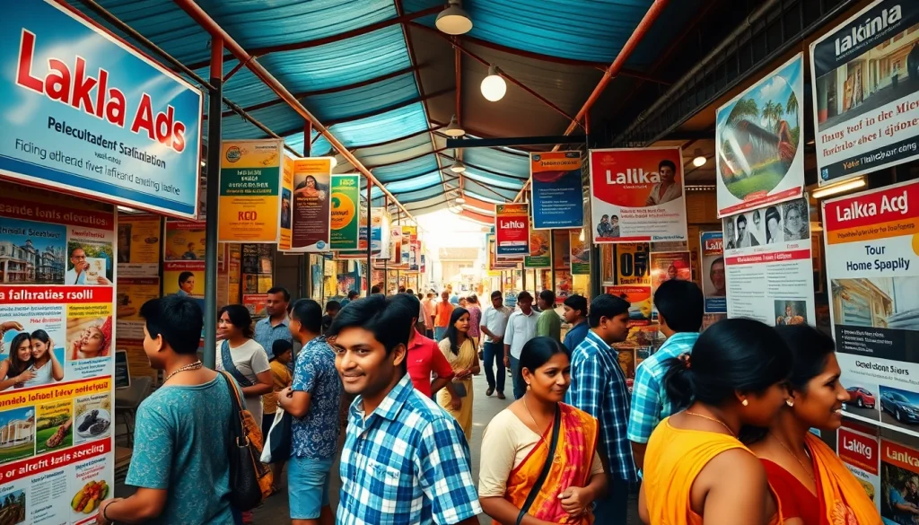 Lanka Ad marketplace in Sri Lanka bustling with vibrant ads and community engagement