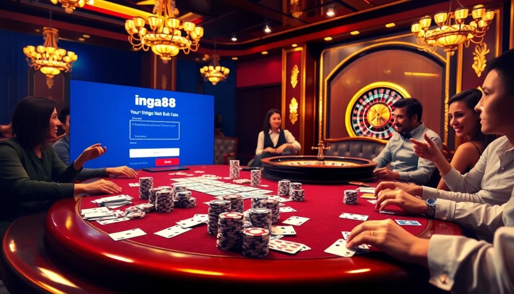 Engaging scene featuring the ingat bola88 poker table with vibrant chips and cards.