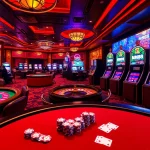 MM88 players strategizing at an upscale casino table with colorful gaming equipment.