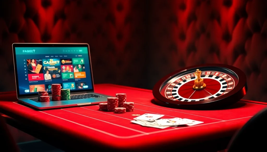Experience online betting excitement with FABET's vibrant poker and roulette table scene.