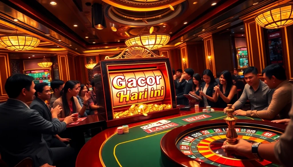 Experience the thrill of Slot Gacor Hari ini with vibrant casino tables and winning moments.