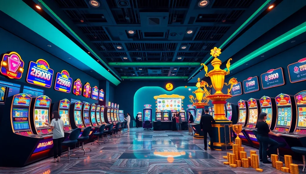 Dynamic online gaming scene showcasing hoki138 pro slot games in a vibrant, exciting atmosphere.