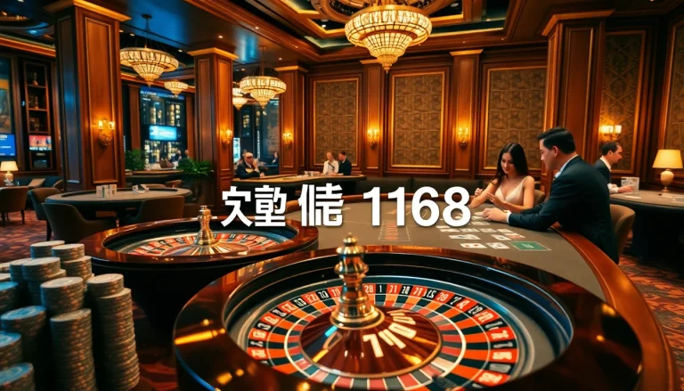 Engage with เจ้ามือรับแทง F168 in a luxury casino adorned with roulette and poker elements.