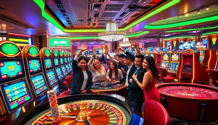 Experience the excitement of abc888 with vibrant casino games and lucky players celebrating wins.