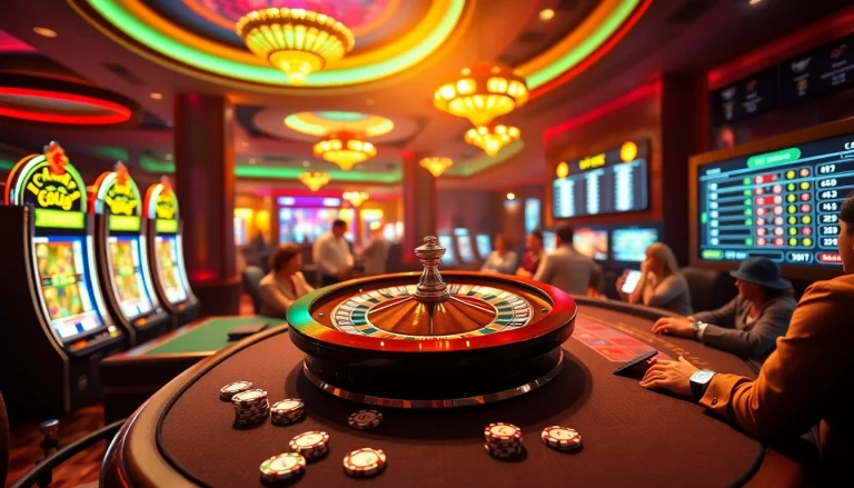 Experience thrilling gaming action at https://79kking.blog/ with a vibrant roulette wheel and focused players.