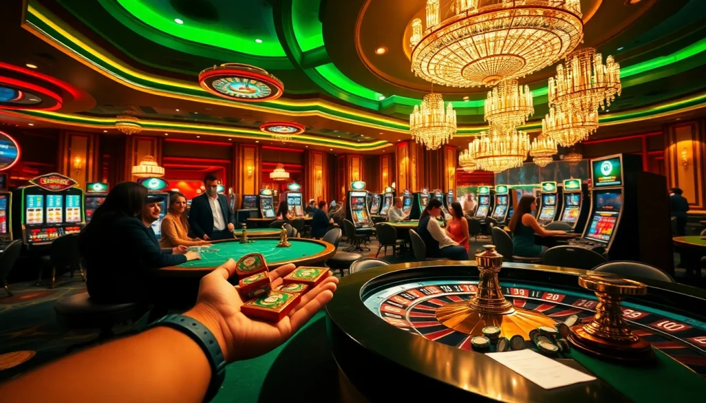 Experience the thrilling ambiance at ok365.free casino with vibrant gaming action and elegant décor.