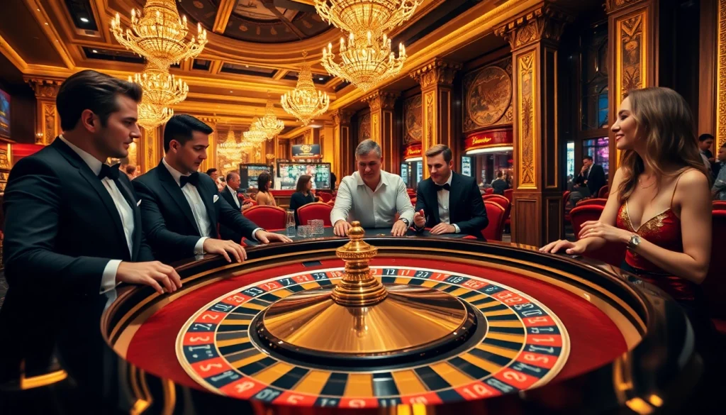 Exciting casino scene featuring a roulette table and dynamic gaming elements from https://fc88.de.com/.