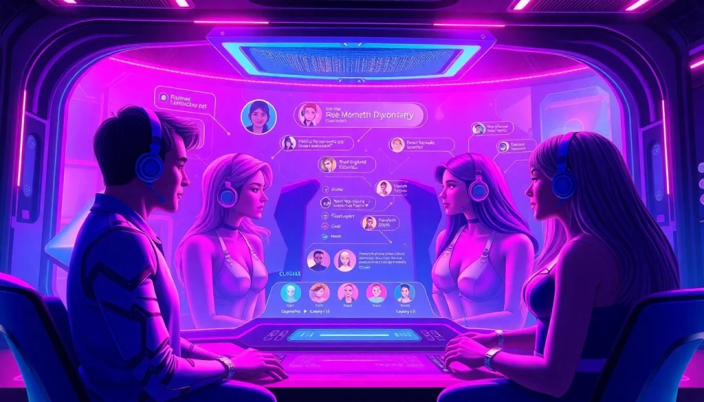 Engaging scene of spicy AI chat avatars in a high-tech interface.