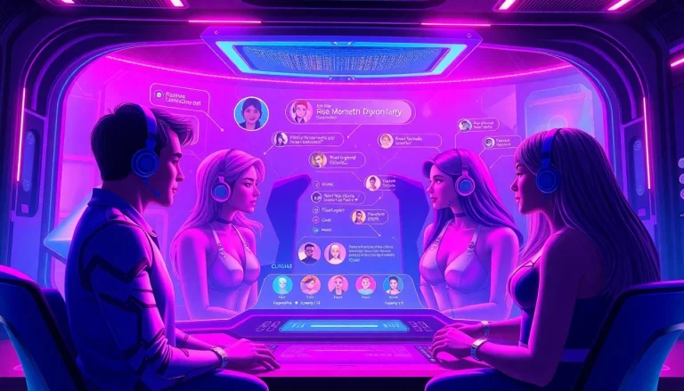 Engaging scene of spicy AI chat avatars in a high-tech interface.
