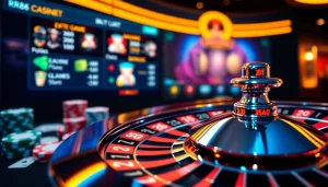 Experience luxury gaming at rr88.se.net with a vibrant roulette wheel and exciting casino environment.