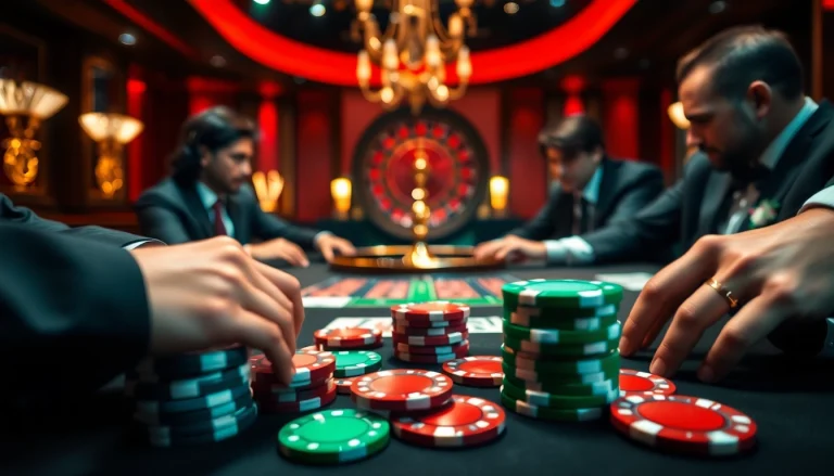 Experience the ambiance of Nhà cái uy tín BJ88 with a thrilling poker game setup.