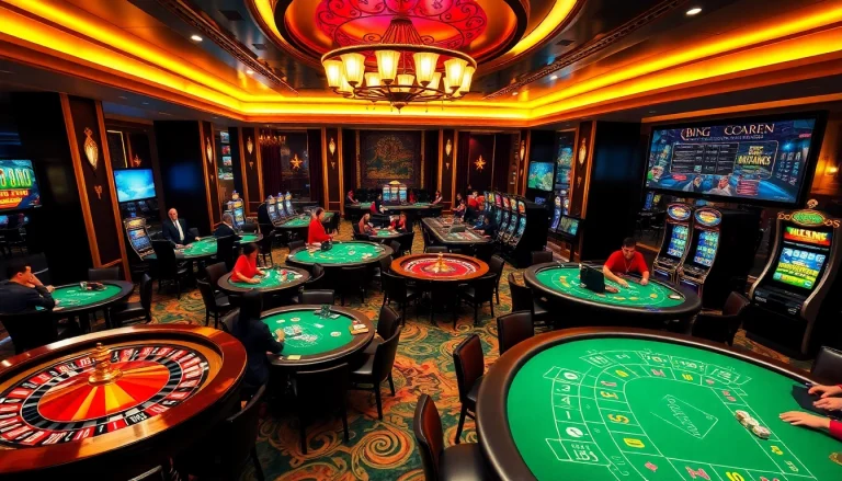 Gambling excitement captured at http://228kbet.net/ with players engaged at luxurious casino tables.