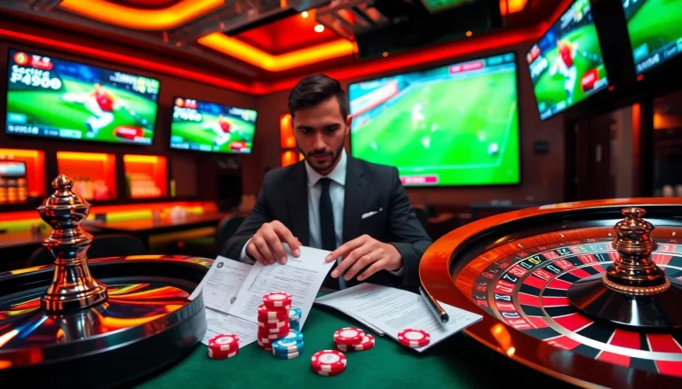 Experience cá cược bóng đá with vibrant sports betting elements and a dynamic gambling atmosphere.