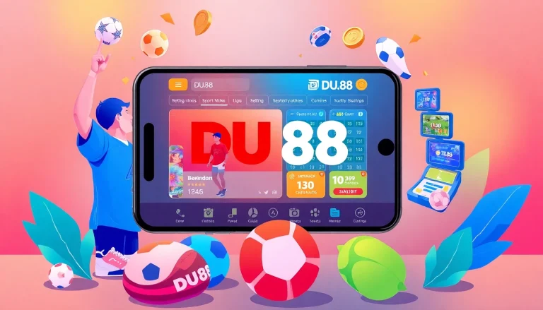 DU88 online gambling experience with mobile app illustration showcasing exciting game play.