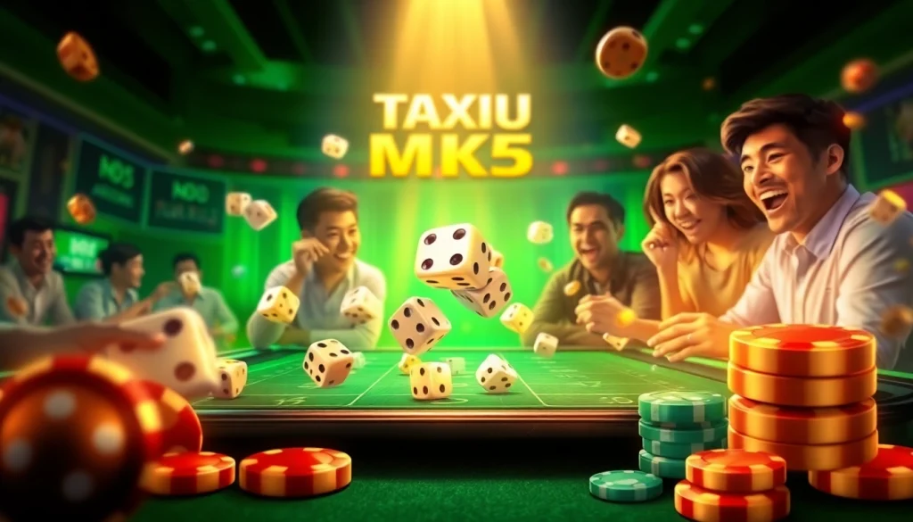 Tài xỉu md5 online gaming scene with animated dice and dynamic player engagement